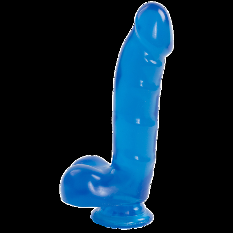 Фаллоимитатор Doc Johnson Jelly Jewels Cock & Balls Blue, диаметр 3,6см, антибактериальный ПВХ, numer zdjęcia 2