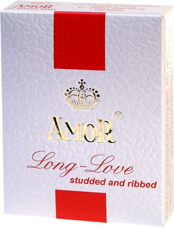 Презервативы - Amor Long Love Ribbed & Studded, 3 шт.