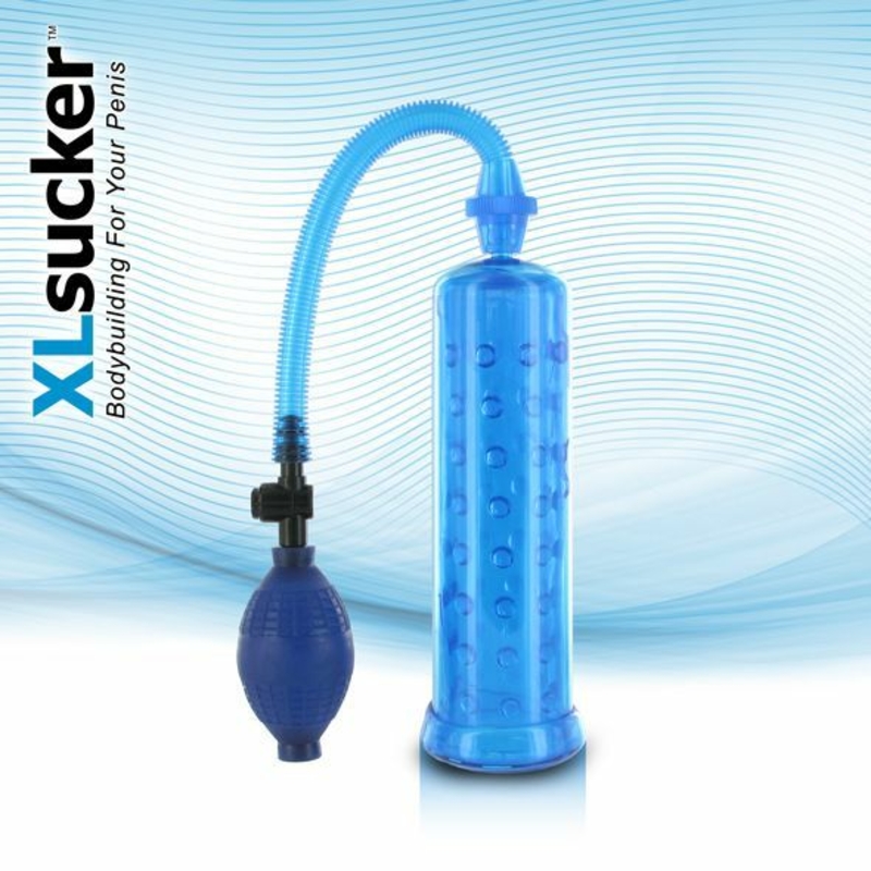 Вакуумная помпа XLsucker Penis Pump Blue для члена длиной до 18см, диаметр до 4см, фото №2