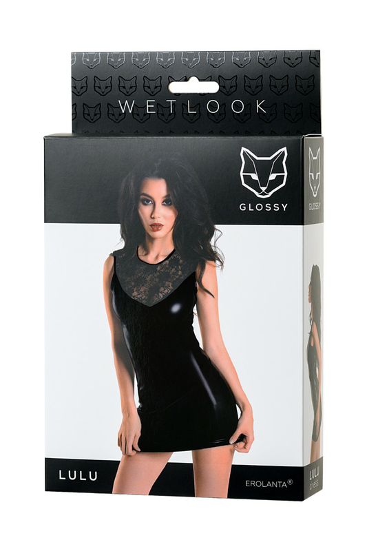 Плаття Glossy Lulu з матеріалу Wetlook, чорне, фото №2