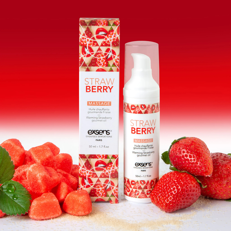 Массажное масло EXSENS Strawberry 50 мл разогревающее, без сахара, без парабенов, съедобное, numer zdjęcia 7