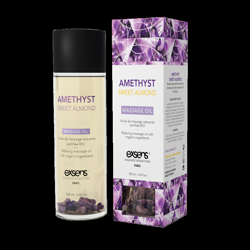 Массажное масло EXSENS Amethyst Sweet Almond (расслабляющее с аметистом) 100мл, натуральное, фото №2