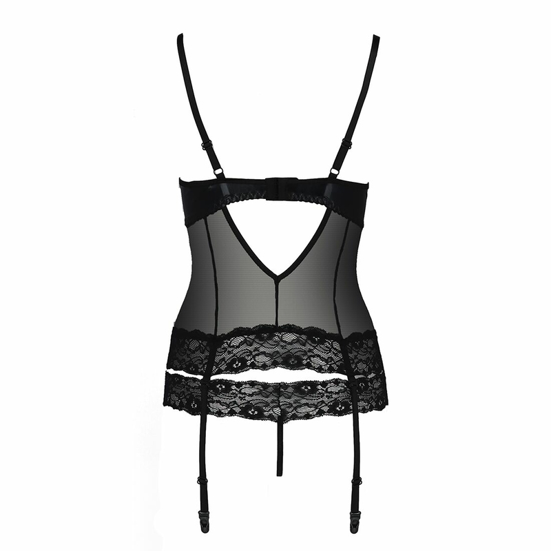 Корсет с открытой грудью Passion Exclusive NORTH CORSET L/XL, black, пажи, трусики, шнуровка, фото №7