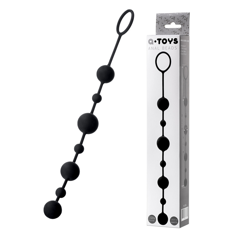 Анальний ланцюжок Toyfa A-Toys з кульками, силікон, чорний, 35,9 см, photo number 2