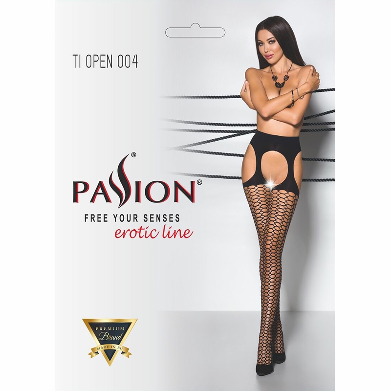 Эротические колготки Passion TIOPEN 004 3/4 (fishnet 40 den), black, имитация чулок и пояса, фото №6