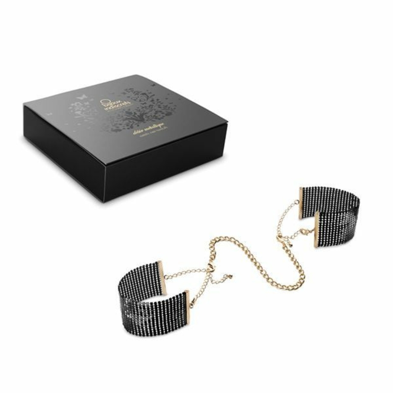 Наручники Bijoux Indiscrets Desir Metallique Handcuffs - Black, металлические, стильные браслеты, фото №5