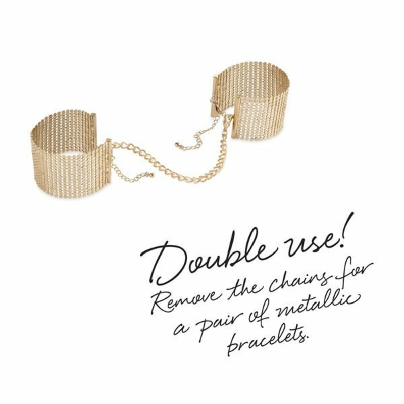 Наручники Bijoux Indiscrets Desir Metallique Handcuffs - Gold, металлические, стильные браслеты, фото №6