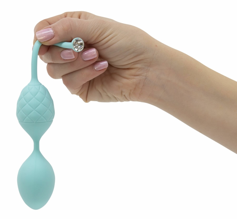 Роскошные вагинальные шарики PILLOW TALK - Frisky Teal с кристаллом, диаметр 3,2см, вес 49-75гр, фото №3