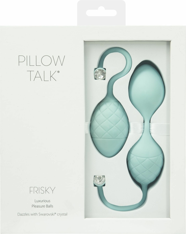 Роскошные вагинальные шарики PILLOW TALK - Frisky Teal с кристаллом, диаметр 3,2см, вес 49-75гр, фото №10