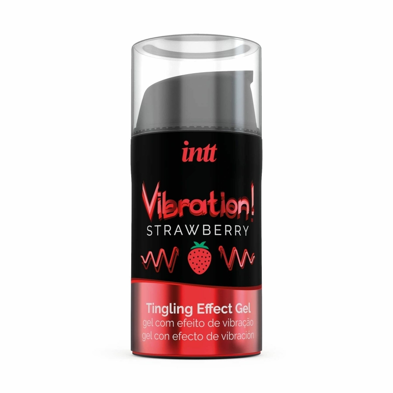 Жидкий вибратор Intt Vibration Strawberry (15 мл), густой гель, очень вкусный, действует до 30 минут, фото №2