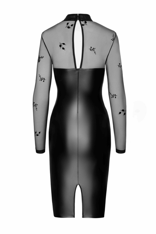 Платье Noir Handmade F310 Sublime wetlook and flocked mesh midi dress - XXL, numer zdjęcia 6