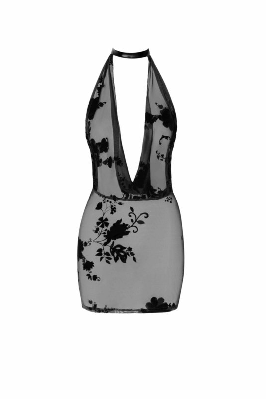 Платье Noir Handmade F313 Mythos mini flocked mesh dress with jewelry rhinestone chain - XXL, numer zdjęcia 6