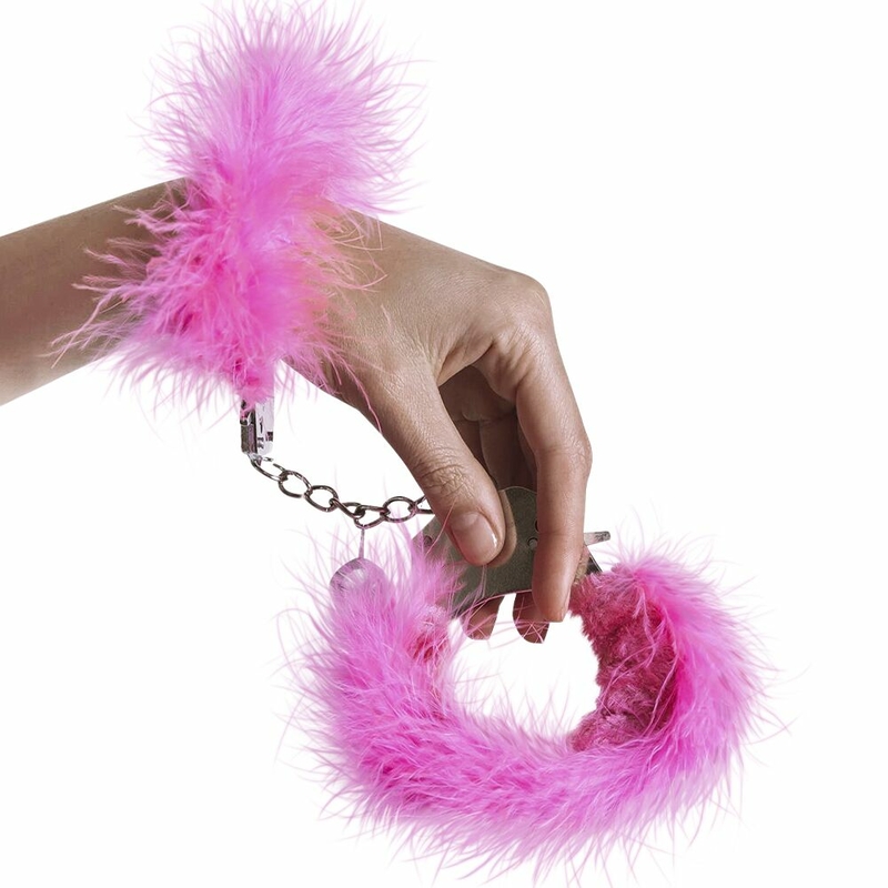 Наручники металлические Adrien Lastic Handcuffs Pink с розовой пушистой отделкой, фото №4