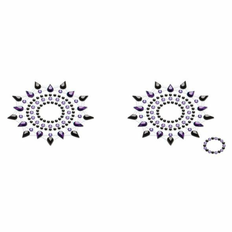 Пэстис из кристаллов Petits Joujoux Gloria set of 2 - Black/Purple, украшение на грудь, numer zdjęcia 2