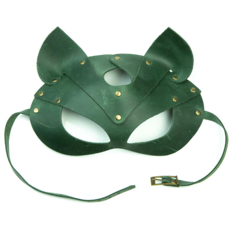 Премиум маска кошечки LOVECRAFT, натуральная кожа, зеленая, подарочная упаковка, photo number 2