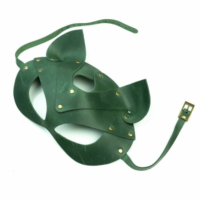 Премиум маска кошечки LOVECRAFT, натуральная кожа, зеленая, подарочная упаковка, photo number 3