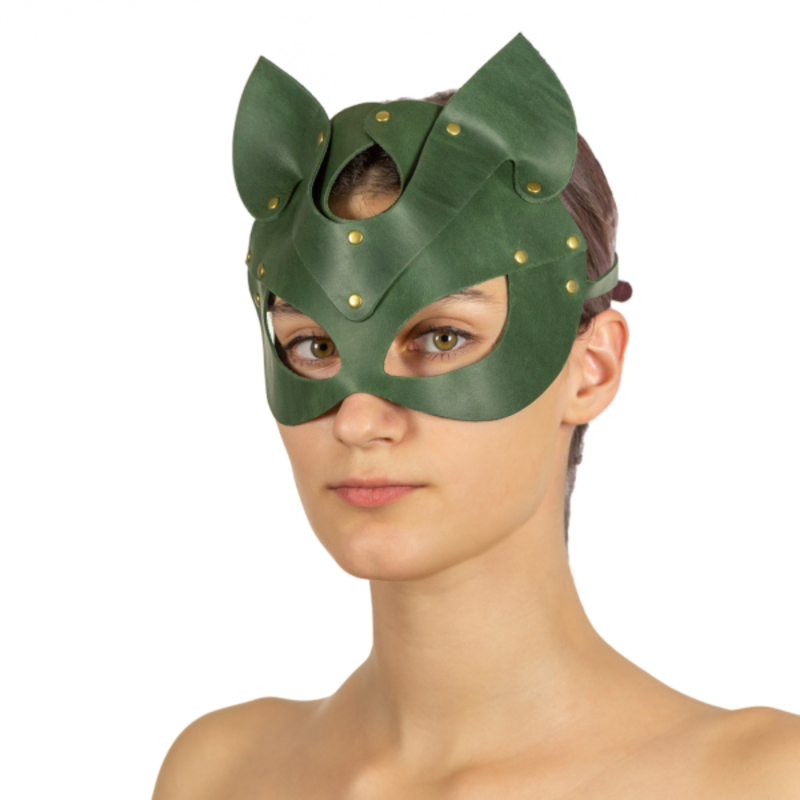 Премиум маска кошечки LOVECRAFT, натуральная кожа, зеленая, подарочная упаковка, photo number 4