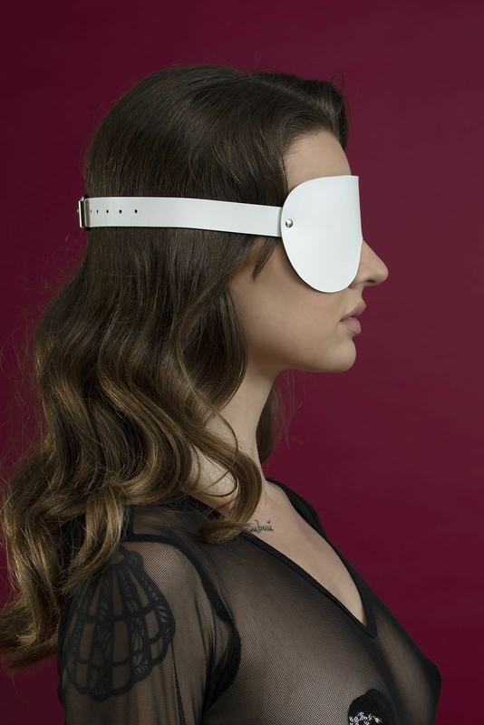 Маска на глаза Feral Feelings - Blindfold Mask, натуральная кожа, белая, numer zdjęcia 4