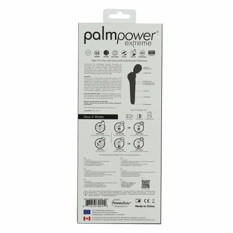 Мощный вибромассажер PalmPower Extreme - Black, 7 режимов, гибкая головка, перезаряжаемый, photo number 8