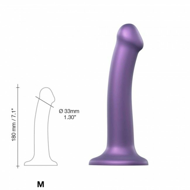 Насадка для страпона Strap-On-Me Mono Density Dildo Violet M, диам. 3,3см, однослойный силикон, гибк, фото №4