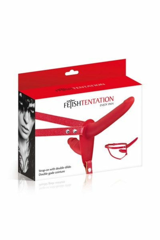 Двойной страпон Fetish Tentation Strap-On with Double Dildo Red, photo number 3