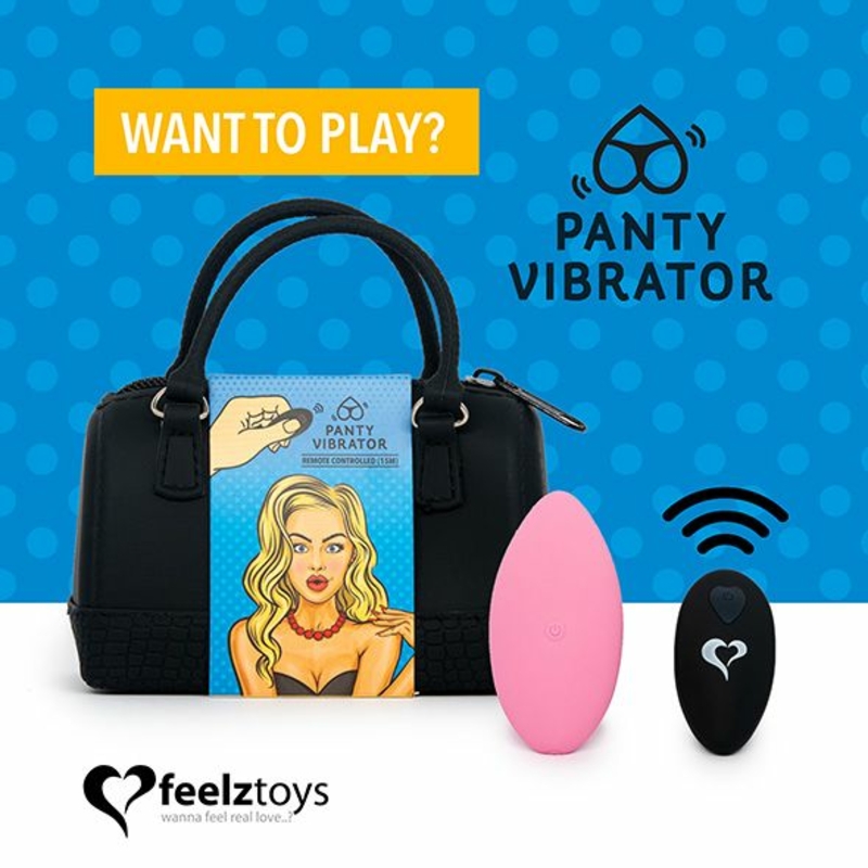 Вибратор в трусики FeelzToys Panty Vibrator Pink с пультом ДУ, 6 режимов работы, сумочка-чехол, numer zdjęcia 2