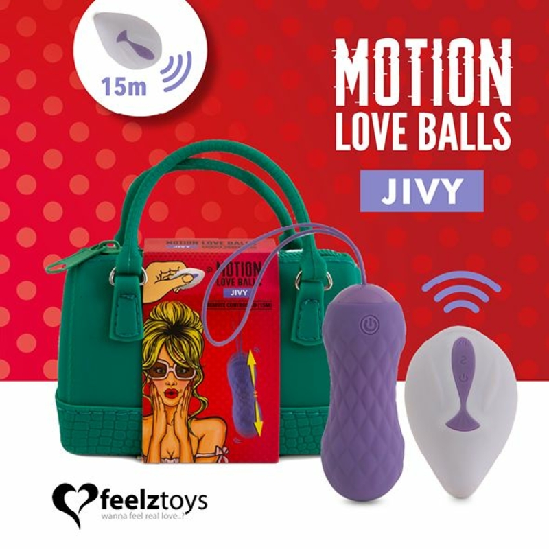 Вагинальные шарики с массажем и вибрацией FeelzToys Motion Love Balls Jivy с пультом ДУ, 7 режимов, фото №2