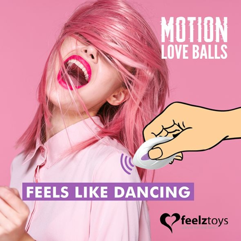 Вагинальные шарики с массажем и вибрацией FeelzToys Motion Love Balls Jivy с пультом ДУ, 7 режимов, фото №5