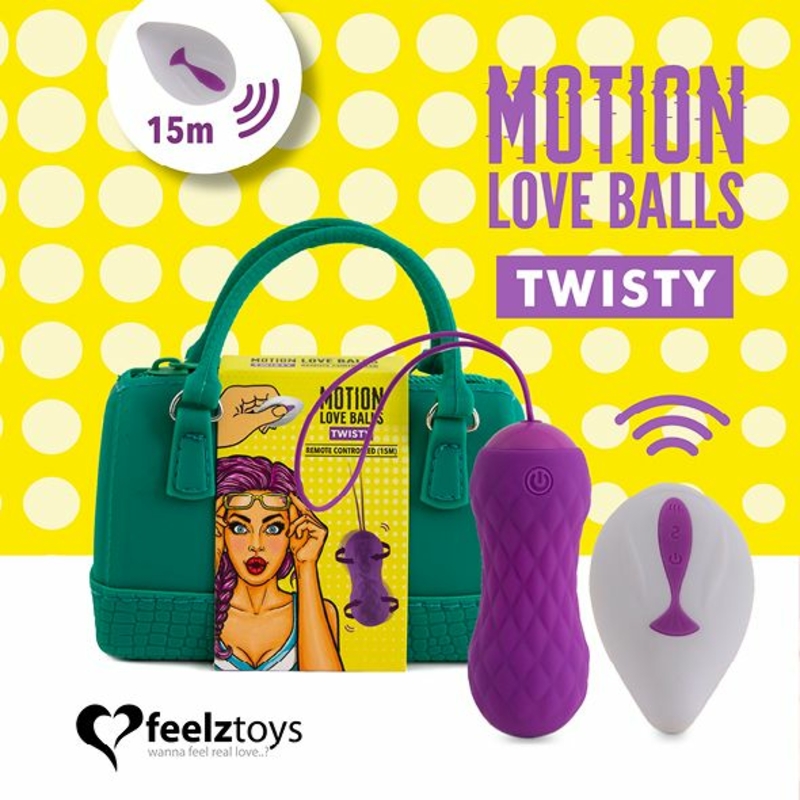 Вагинальные шарики с массажем и вибрацией FeelzToys Motion Love Balls Twisty с пультом ДУ, 7 режимов, фото №2