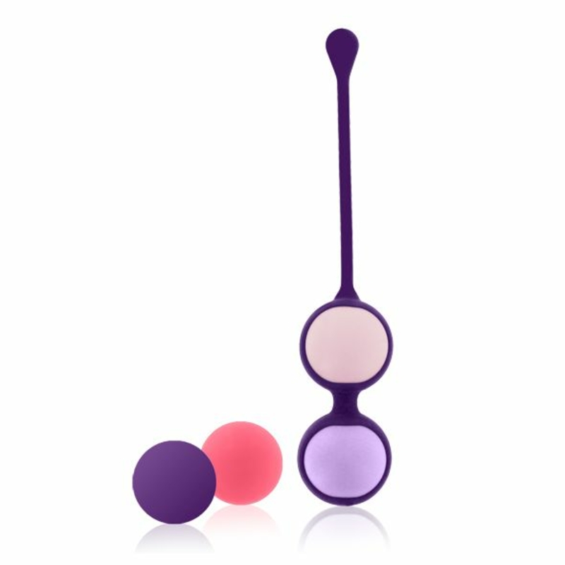 Набор вагинальных шариков Rianne S: Pussy Playballs Nude, масса 15, 25, 35, 55г, монолит, косметичка, фото №3