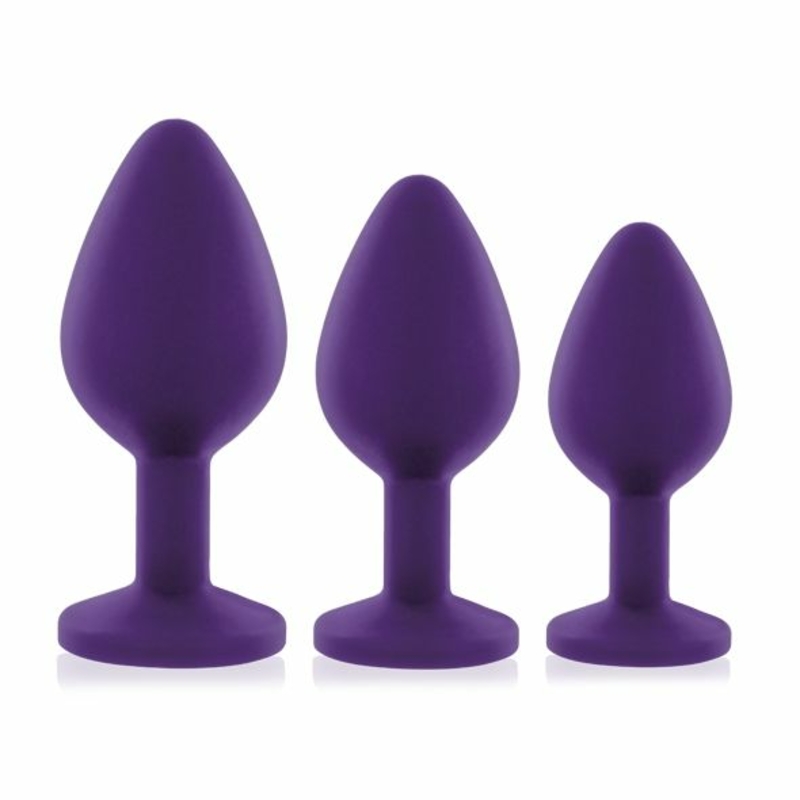 Набор анальных пробок с кристаллом Rianne S: Booty Plug Set Purple, диаметр 2,7см, 3,5см, 4,1см, numer zdjęcia 5