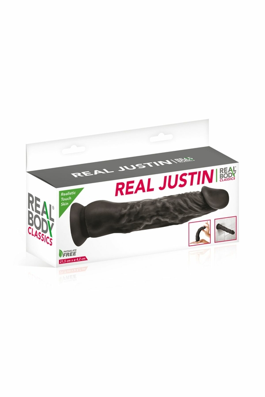 Фаллоимитатор с присоской Real Body - Real Justin Black, TPE, диаметр 4,2см, фото №3