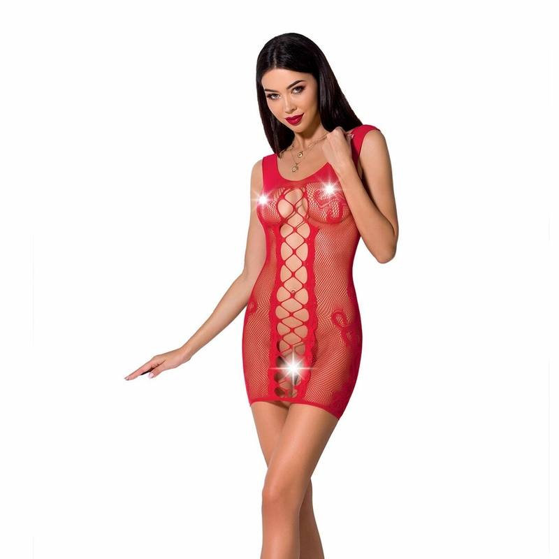 Откровенное платье-сетка Passion BS073 red, фото №2
