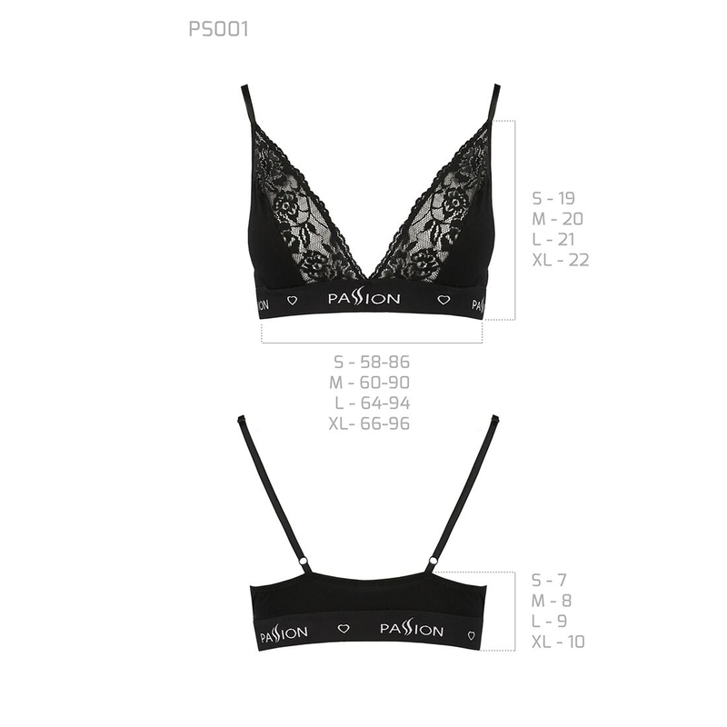 Эластичный топ с кружевом Passion PS001 TOP S, black, фото №7