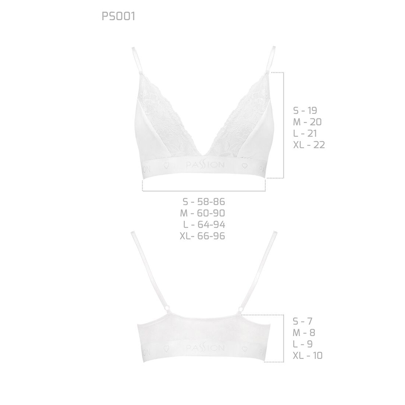 Эластичный топ с кружевом Passion PS001 TOP L, white, numer zdjęcia 6