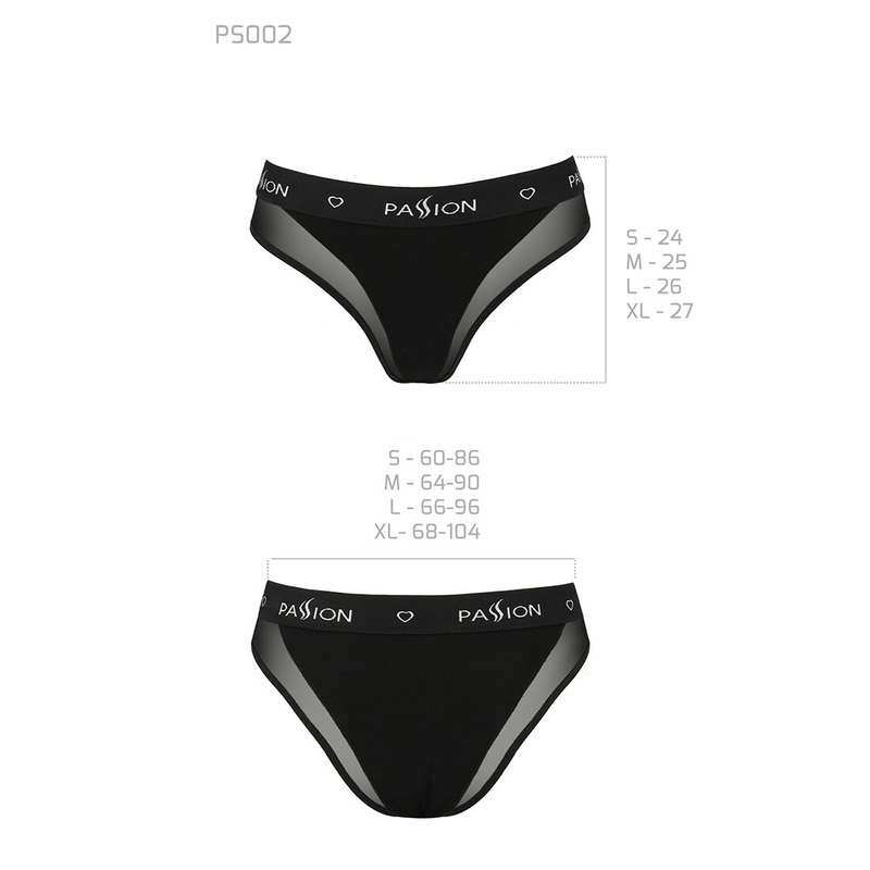 Трусики с прозрачной вставкой Passion PS002 PANTIES XL, black, photo number 7