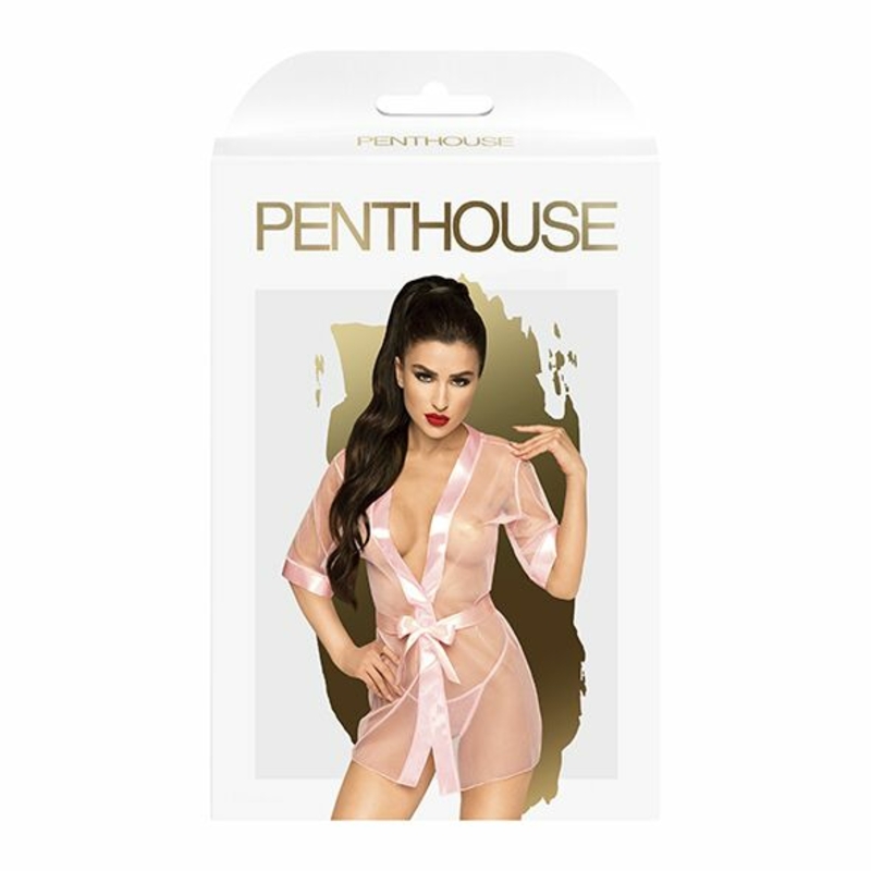 Комплект с прозрачным пеньюаром и миниатюрными стрингами  Penthouse - Midnight Mirage Rose S/L, numer zdjęcia 4