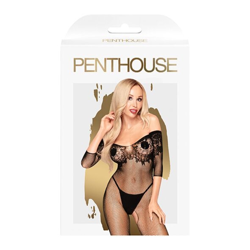 Бодистокинг с имитацией лифа Penthouse - High Profile Black S/L, numer zdjęcia 4