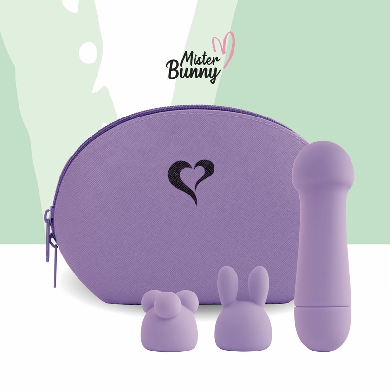 Мини-вибратор FeelzToys Mister Bunny Purple с двумя насадками, фото №5