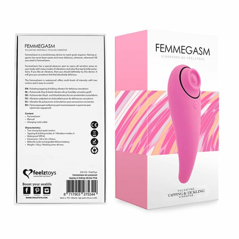 Пульсатор для клитора плюс вибратор FeelzToys - FemmeGasm Tapping & Tickling Vibrator Pink, numer zdjęcia 3