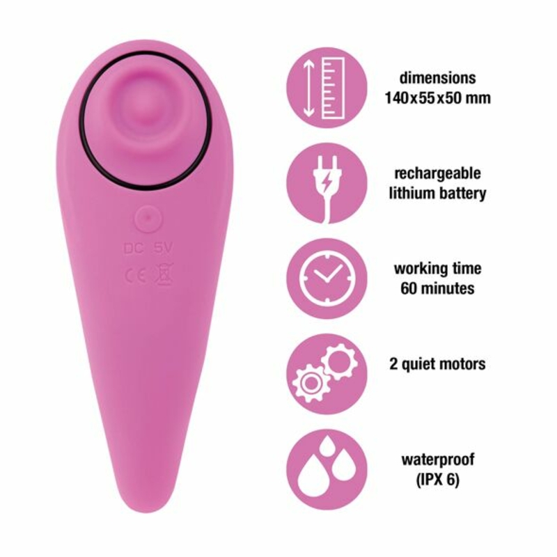 Пульсатор для клитора плюс вибратор FeelzToys - FemmeGasm Tapping & Tickling Vibrator Pink, numer zdjęcia 4