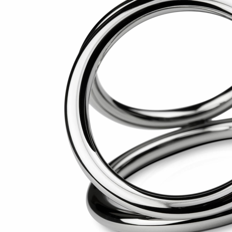 Тройное эрекционное кольцо Sinner Gear Unbendable — Triad Chamber Metal Cock and Ball Ring — Large, фото №5