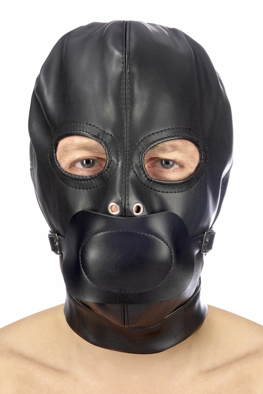 Капюшон с кляпом для БДСМ Fetish Tentation BDSM hood in leatherette with removable gag, фото №2