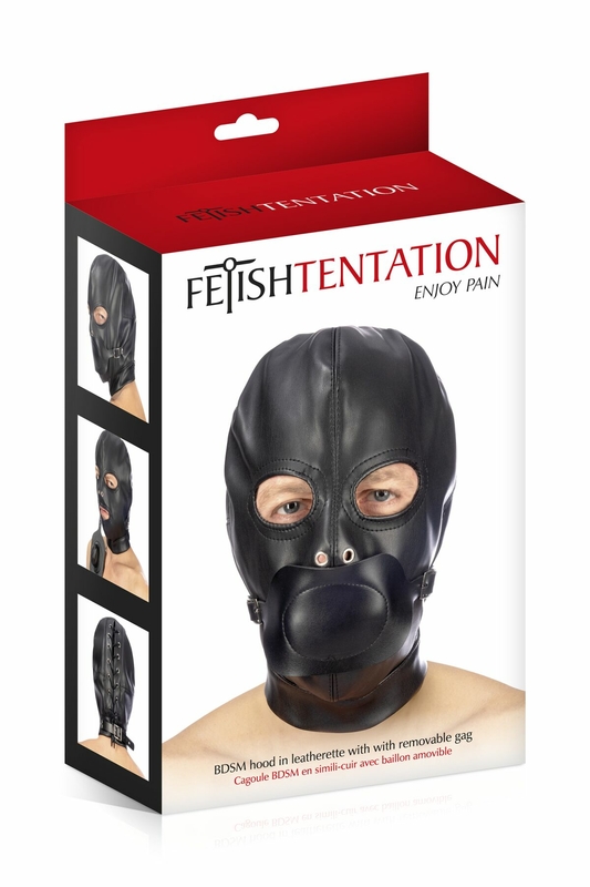 Капюшон с кляпом для БДСМ Fetish Tentation BDSM hood in leatherette with removable gag, numer zdjęcia 4