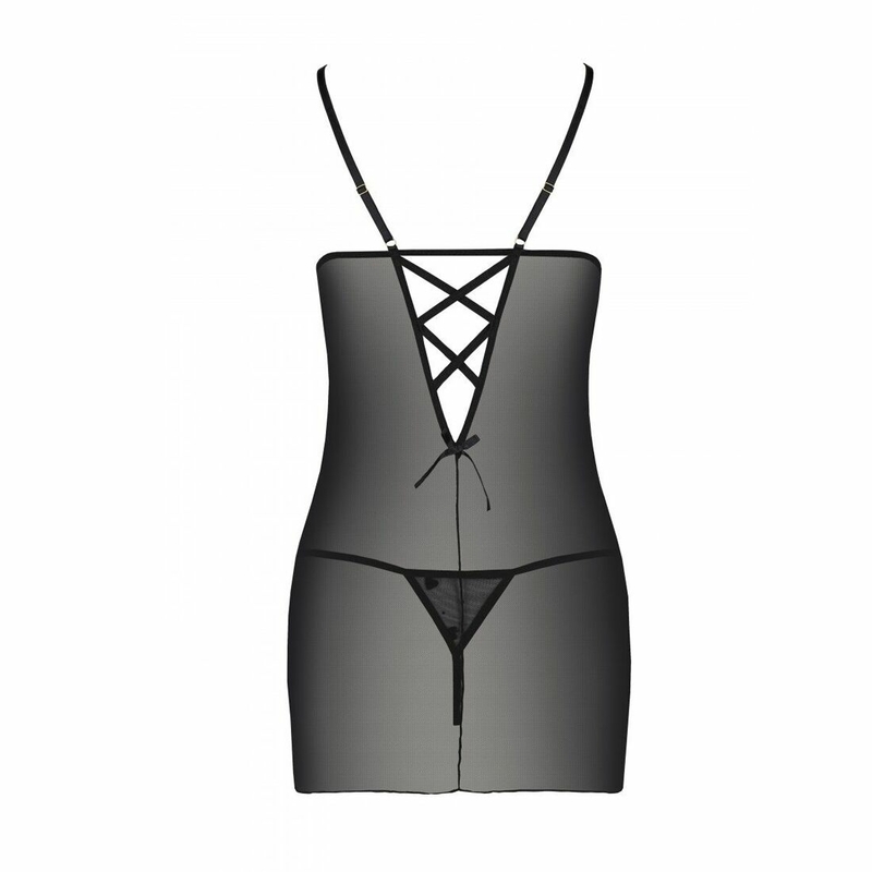 Сорочка с вырезами на груди, стринги Passion LOVELIA CHEMISE S/M, black, photo number 7