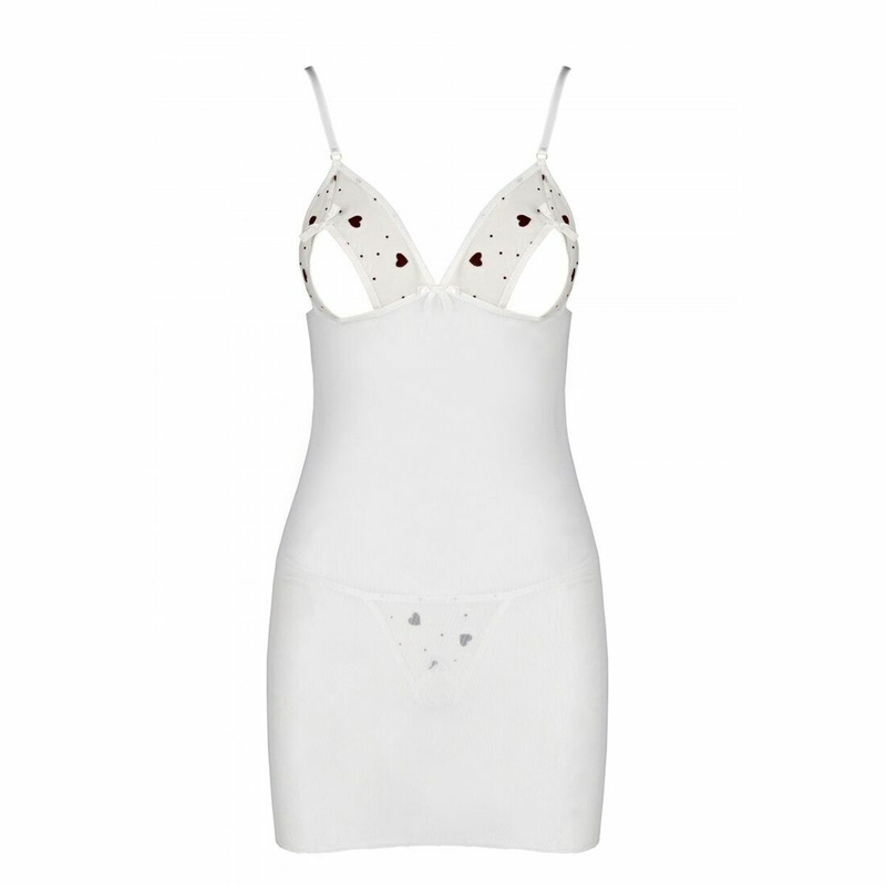 Сорочка с вырезами на груди, стринги Passion LOVELIA CHEMISE L/XL, white, numer zdjęcia 6