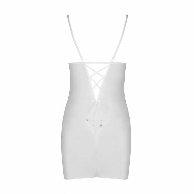 Сорочка с вырезами на груди, стринги Passion LOVELIA CHEMISE L/XL, white, photo number 7