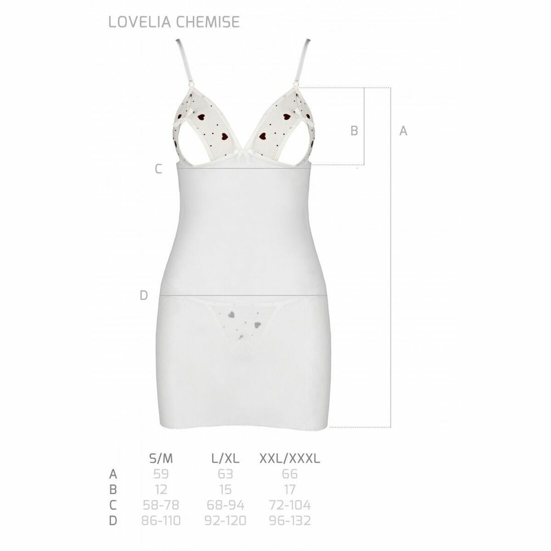 Сорочка с вырезами на груди, стринги Passion LOVELIA CHEMISE L/XL, white, numer zdjęcia 8
