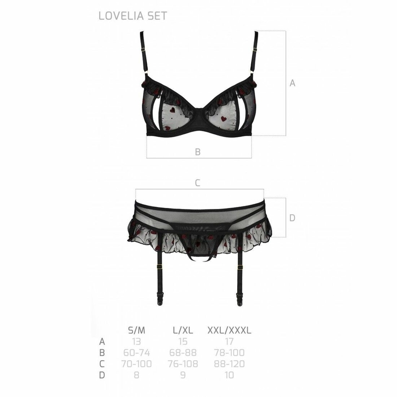 Сексуальный комплект с поясом для чулок Passion LOVELIA SET XXL/XXXL, black, photo number 8