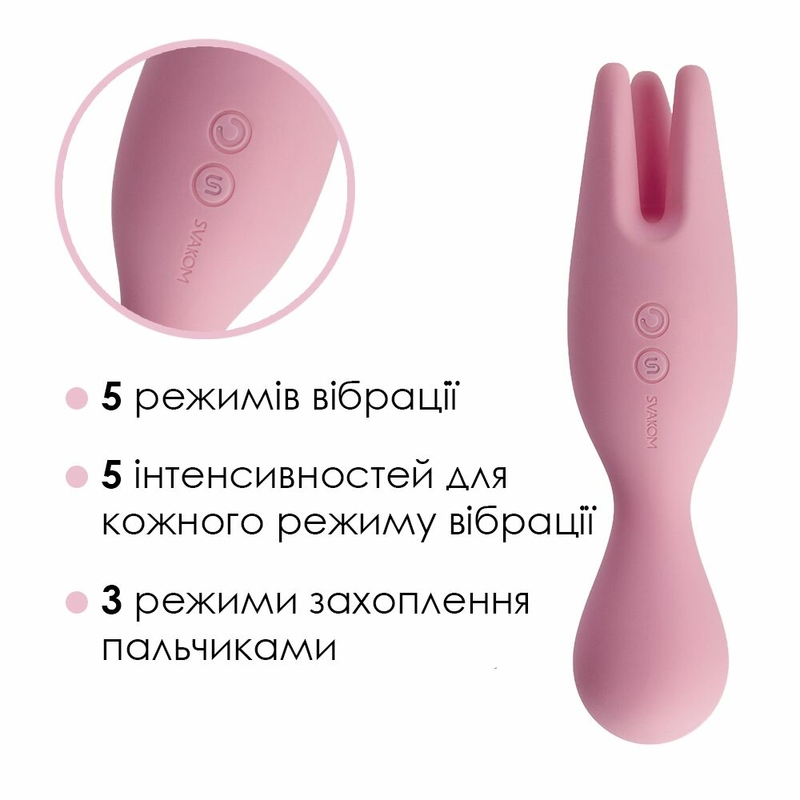 Двойной вибратор для чувствительных зон Svakom Nymph Pale Pink, фото №4